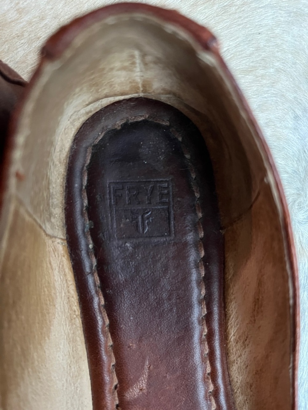 Frye Women's Cognac Leather Ballet Flats - Picture 2 of 7